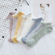 Socks lady socks shallow spring summer glass stockings summer thin lace cotton bottom Crystal boat Socks Spring and Autumn Tide