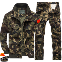 Military uniform training camouflage uniforms Special Forces mens autumn and winter plus velvet thickened Chinese wear-resistant overalls