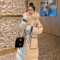 Cotton-padded womens long winter 2021 New Korean version of loose waist over knee thickening down padded padded jacket ins tide
