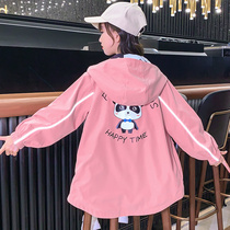 Girl coat spring and autumn 2021 new childrens autumn hooded long coat Korean version of the child autumn trench coat