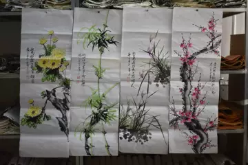 梅兰竹菊四条屏纯手绘画芯-梅兰竹菊四条屏纯手绘画芯促销价格、梅兰竹