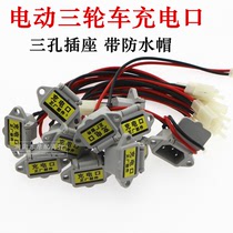 Electric car tricycle charger T-type socket Plug plug socket Battery elbow cable three-hole socket