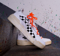 HZP flying man national tide sneakers customized hand-painted shoes deconstruction OW checkerboard vibef style old theme