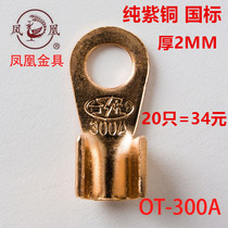 Pure copper national standard open nose 300A copper wire ear copper wire nose copper joint copper terminal 20