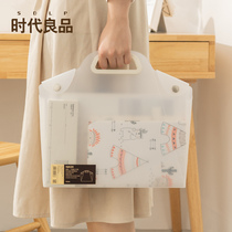 Times best products transparent plastic document bag file bag large capacity of documents birth inspection data storage female student test papers portable books make-up bag student tutoring organ a4 briefcase bag