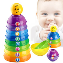 Infant stacked Music Toys puzzle stacked Cup parent-child baby rainbow ring Childrens teaching aids set Bowl toys