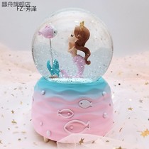 Creative new fish Princess crystal ball music box mermaid love snow send girls Childrens girlfriends birthday gift TZ