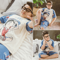 Fat childrens clothing Boys fat plus plus size home clothes suit Medium and large children Fat children loose short sleeve T-shirt shorts pajamas