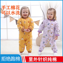 Baby handmade cotton conjoined cotton clothes for boys and girls thick warm clothes one-piece cotton clothes baby winter pajamas