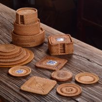 Old rattan hand-made kung fu tea set waterproof tea cup teapot coaster Cup Cup holder heat insulation pad