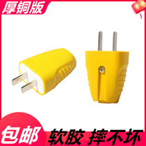 Soft glue drop-resistant plug without cable 10A plug two feet two eyes fork flat 16A household power socket plug