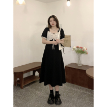  Anne does not fire dress waist-closing summer new thin 2021 summer new fat plus size belly-covering small black skirt