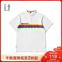 It UNDERGARDEN Men's Men's Students Short Sleeve Polo Shirt Spring Tide Loose Stripe Printing 2507XAC