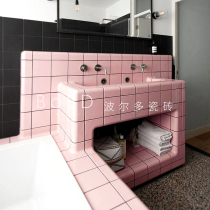 Nordic white waist line Yin angle line Bathroom tile Yang angle line Pink kitchen green beauty arc brick edge strip gray