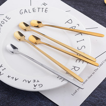 ins stainless steel creative Korean square head long handle coffee mixing spoon long handle ice spoon dessert spoon titanium high value