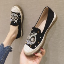 Doug shoes cloth shoes women 2021 spring new work Joker flat bottom soft bottom lazy one foot fisherman shoes single shoes