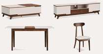 Left and right 9106 coffee table TV cabinet Dining table 4 dining chairs