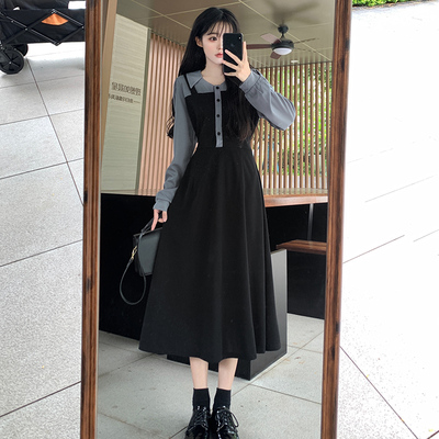 taobao agent Set, autumn advanced dress, long skirt, plus size, french style, high-quality style, fitted