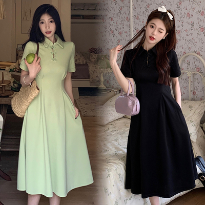 taobao agent Cheongsam, summer dress, fitted brace, plus size, Chinese style, A-line