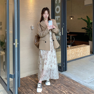 taobao agent Khaki classic suit jacket, advanced bra top, plus size, 2023 collection, autumn, high-quality style