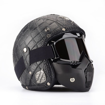 Four Seasons Universal Black Personality Electric Motorcycle Helmet Half Helmet Harley Retro Prince Motorcycle 3 4 Helmet Men