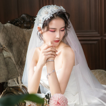 2019 new hairband travel shoot pearl Republic of China retro bride wedding veil plain yarn short wedding photo props