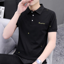 YAKX business casual short-sleeved POLO shirt mens summer embroidery lapel mens t-shirt thin fashion slim-fit top clothes