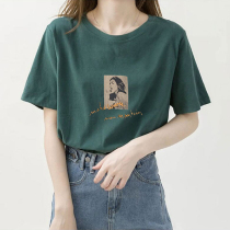 Summer 2021 New Korean version of niche letter printing Net red wild loose short sleeve T-shirt female ins tide coat