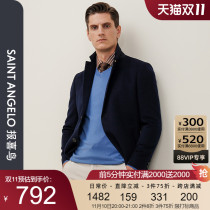 New mens suit collar long mulberry silk woolen coat single-breasted wool mens coat on sale
