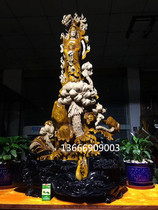 Jin Sinan wood carving small leaves Zhennan Guanyin ornaments Ebony animal crafts figures Yin and sinking Wood root carving Guan Gong