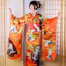  Zhen sleeve kimono Womens kimono formal dress Autumn and winter thickened fabrics and works Xiangyun crane Jinxiu map