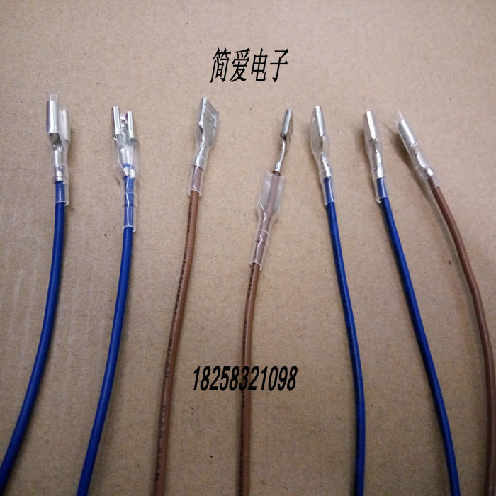 Wire Harness Processing 6.3 Plug Spring Customized Electronic Wire Computer Stripping Upper Tin Half Stripping Terminal Connection Wire