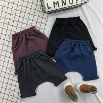 Summer new children Harun shorts boy pure cotton loose medium pants kiddie baby casual big crotch seven pant