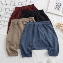Breathable Cool Quick Summer Money children thin silk light cotton shorts outside wearing half pants boy baby Grand crotch pp Seven Pants