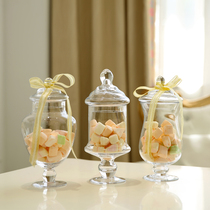 European-style transparent glass candy jar with lid tall storage can Creative wedding dessert table home furnishings