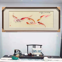 Yuanyi hand embroidery Su embroidery 1-4 silk boutique koi nine fish porch dining room living room Chinese modern style hanging painting
