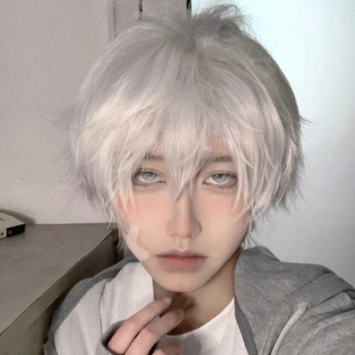 taobao agent White wig short hair male silver multimeter two -dimensional Masao cosplay guy handsome DK youth feel full -headed