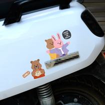 Small electric motorcycle stickers Korean cute cartoon bear stickers cover body shell scratches car stickers