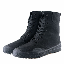 Black Breathable Canvas Boots High Helps Labor Shoes Single Boots Work Shoes Wear Anti Slip Deodorant Rubber Shoes For Training Shoes Spring Autumn
