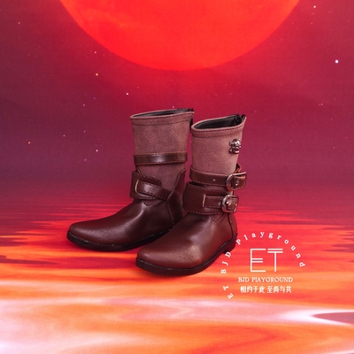 taobao agent [ET BJD] 4 points and 3 points, Uncle BJD short boots, pirate shoes skull buckle doll retro brown pointed sharp boots