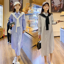 Maternity clothing foreign trade discount store shopping mall counter withdrawal cabinet cut clear warehouse early spring and autumn striped shirt hot mother dress