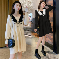 Angel mommy ~ maternity dress spring and autumn fashion age-reducing doll collar thin long large size pregnant womens dress autumn