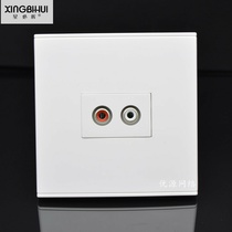 Type 86 concealed wall lotus head audio socket red and white double lotus solder-free AV audio socket panel