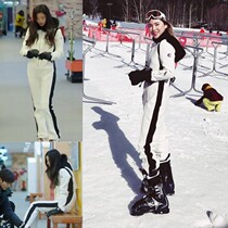 Quan Zhixian same ski suit double board warm and windproof Snow brand conjoined snow suit snow pants women