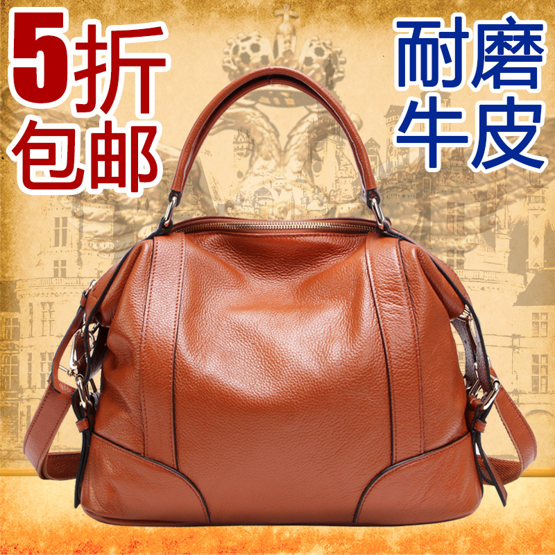 Head Lady Cowhide Handbag Large Capacity Baggage Girl 2019 New Fashion Genuine Leather Baggage Slant Baggage