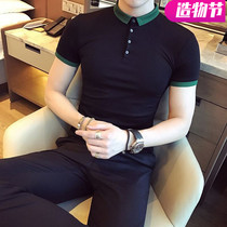 British summer mens polo shirt lapel short-sleeved T-shirt mens fashion simple Paul shirt half sleeve breathable large size mens clothing