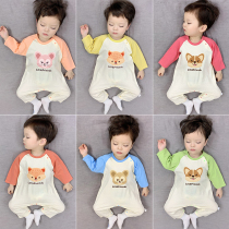  Baby clothes spring and autumn long-sleeved thin net red Korean version of cute newborn romper climbing clothes baby one-piece