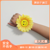 Smiley face Sunflower floral headdress Children Sunflower Flower Hand Flower Children Dance Hand Flower Games Dancing Hand Flower Games Dancing Wristlet Flower