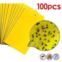 100 pieces of double-sided sticky insect board lure board paper paste yellow small flying insect dip fruit fly trap stick 10 * 15cm