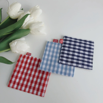 Japanese style simple Plaid coaster cotton linen fabric heat insulation pad anti-scalding pad 0 01KG